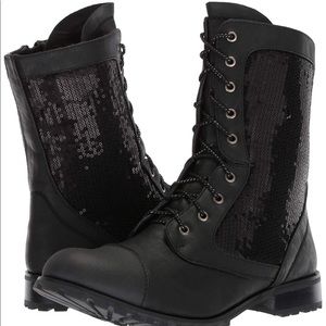 Gia Mia dancewear sequin combat boots